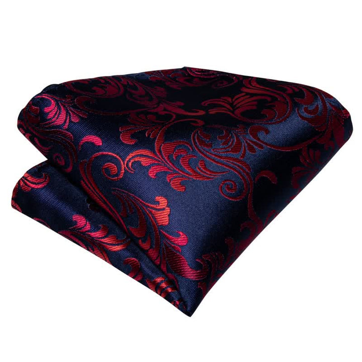 Lot de 2 mouchoirs de poche à motif floral rouge et bleu marine pour homme