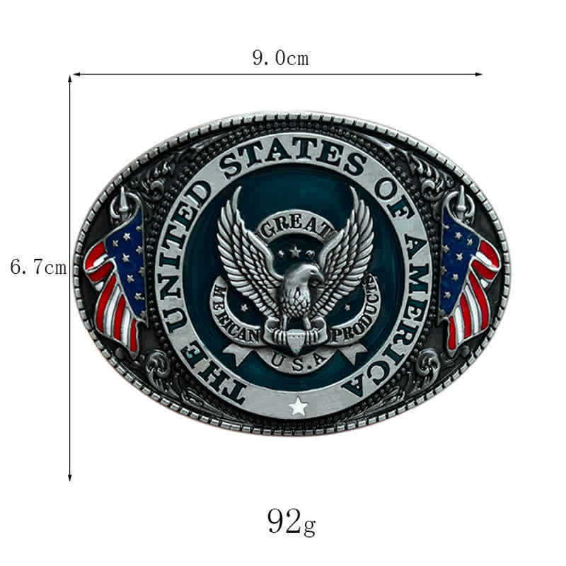 Ceinture en cuir à boucle patriotique pour homme avec drapeau aigle